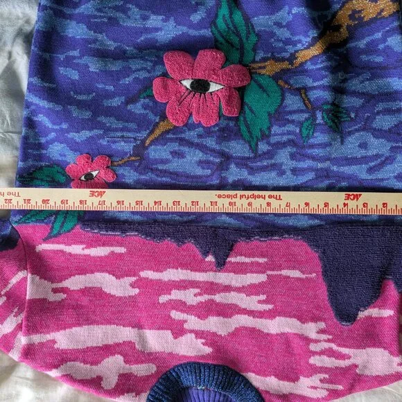 Mukzin surreal sweater eye flower psychedelic landscape pink blue - Picture 2 of 7